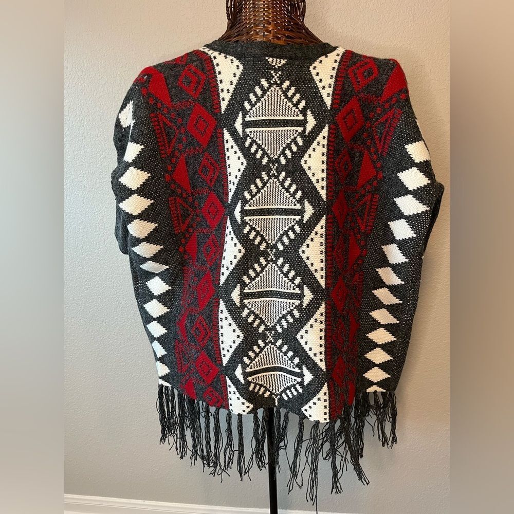 Women’s Aztec fringe cardigan southwestern feminine boho festival country sz L - Picture 4 of 6